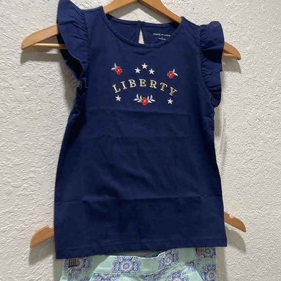 Janie and jack girls navy blue top & floral shorts SET size 8 NWT… - Picture 2 of 9